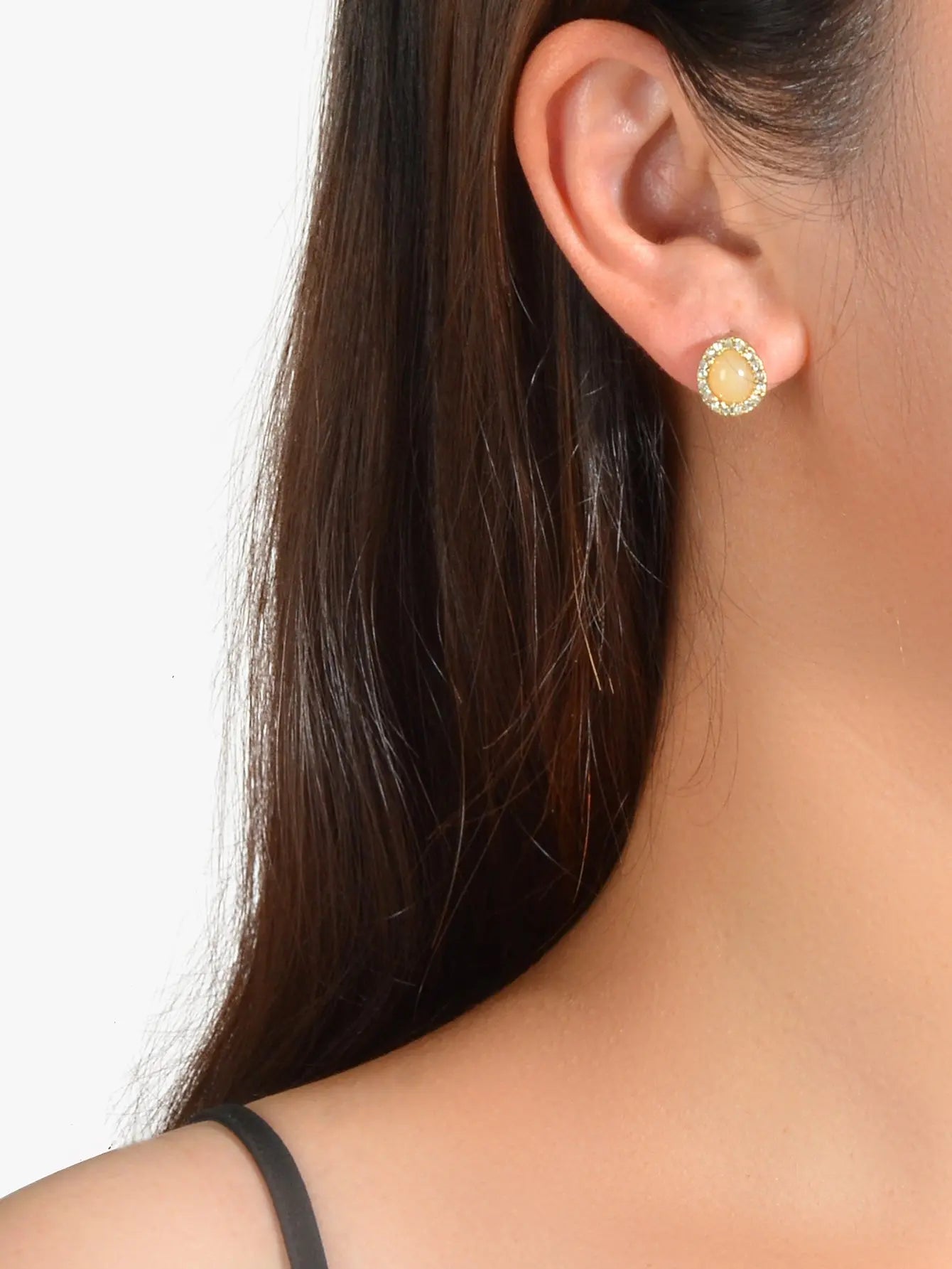 Exquisite Full Rhinestone Opal Decoration Water Droplets Stud Women Earrings Feelontop Jewellery