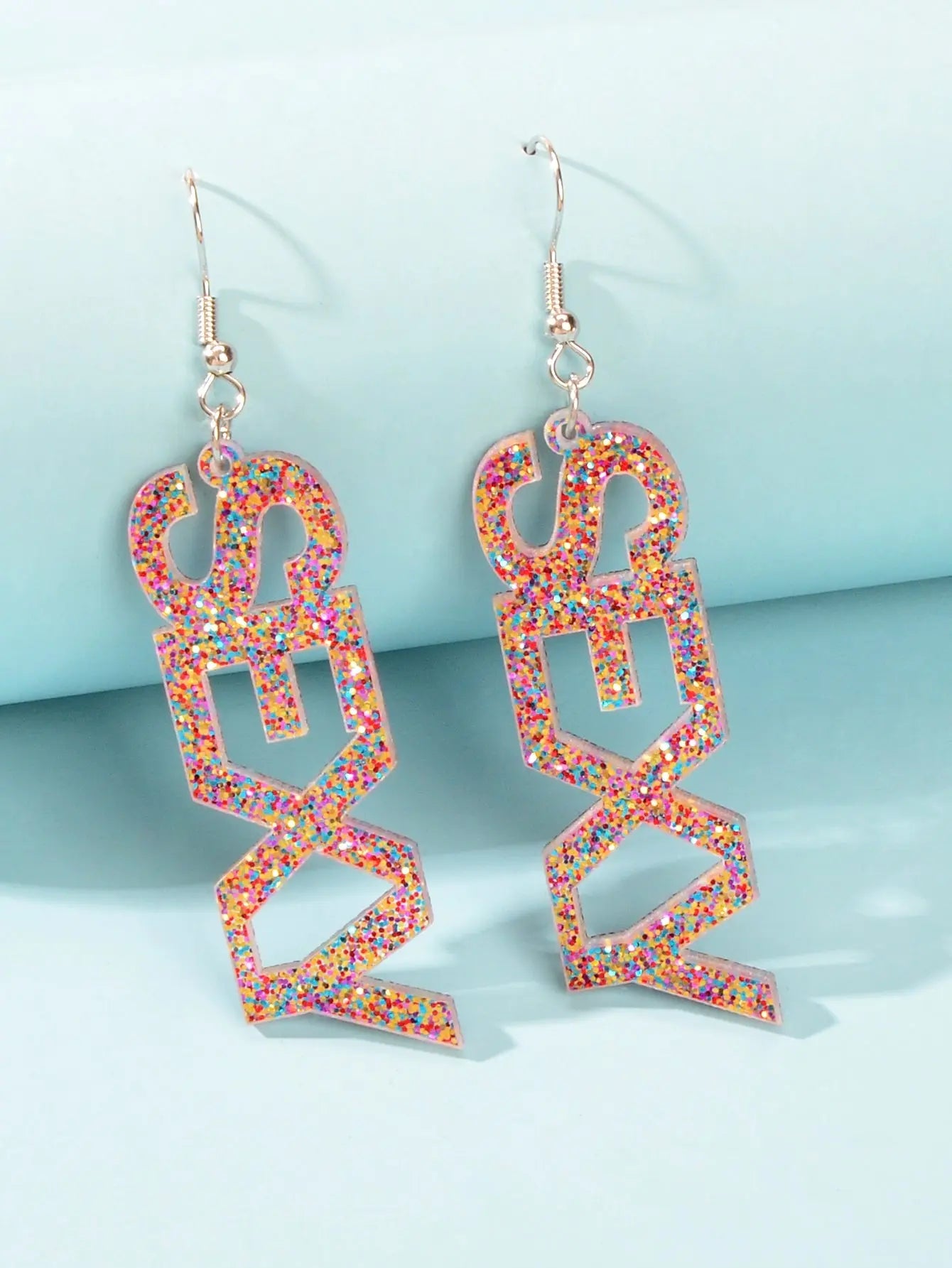 Creative Glitter Sequins Lightweight Acrylic SEXY Letter Dangle Party Earrings Feelontop Jewellery