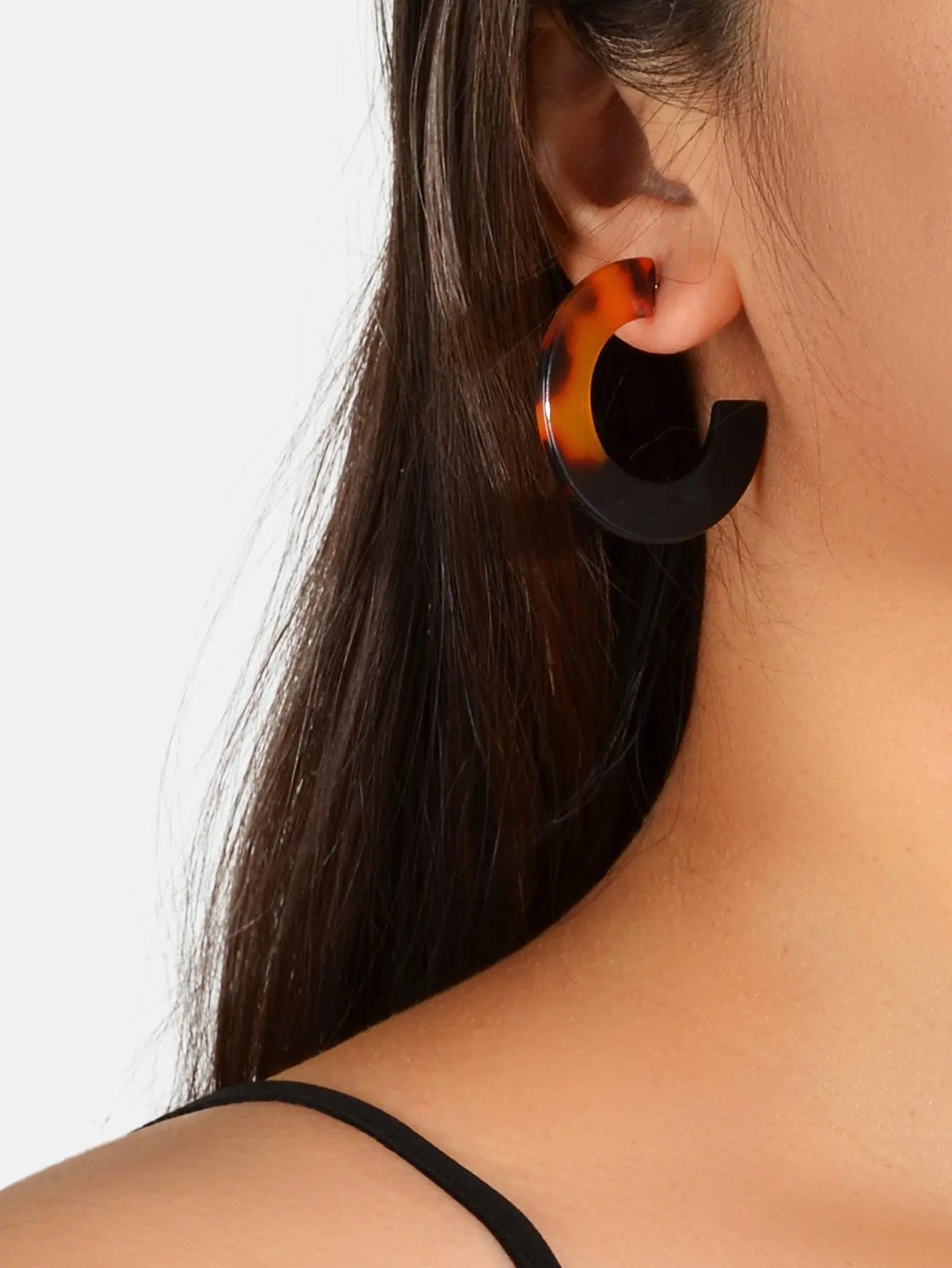 Bohemian Retro Jewellery Amber Color Acrylic Hoop Huggie Pierced Stud Earring Feelontop Jewellery