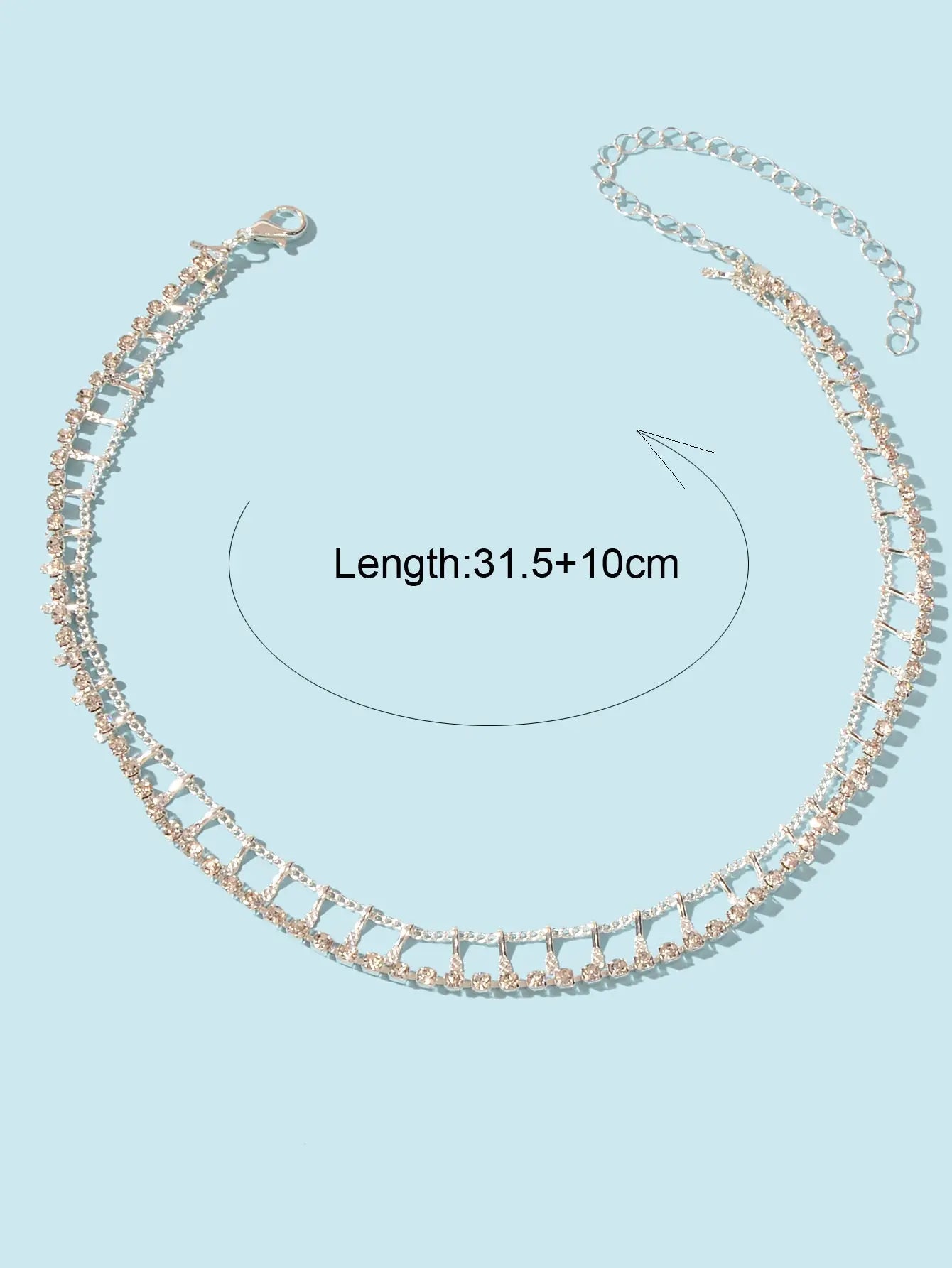 Gold Layered Initial Necklaces Women Rhinestone Decoration Double Chain Choker Feelontop Jewellery