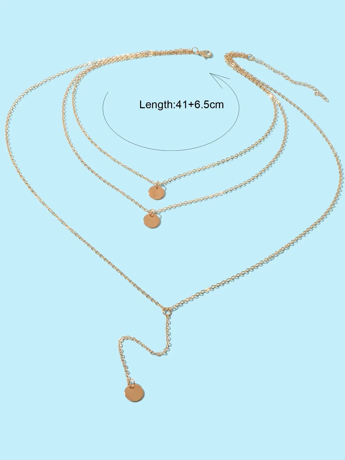 Boho Chic Multi-layer Gold Silver Chain Disc Pendant Long Lariat Y Drop Necklace Feelontop Jewellery