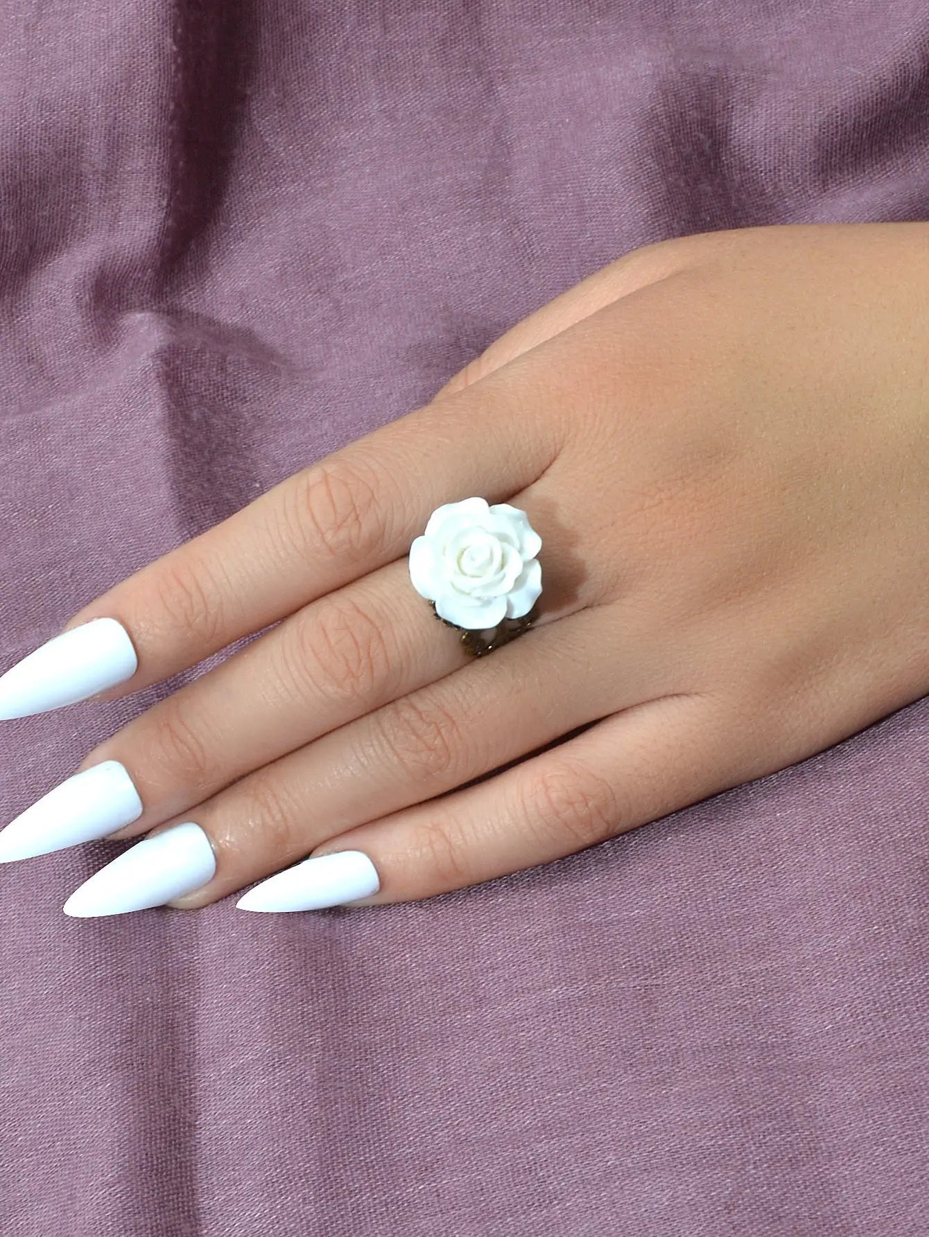 Retro Gothic Jewellery Resin Flower Open Cuff Finger Ring Antique Accessories Feelontop Jewellery