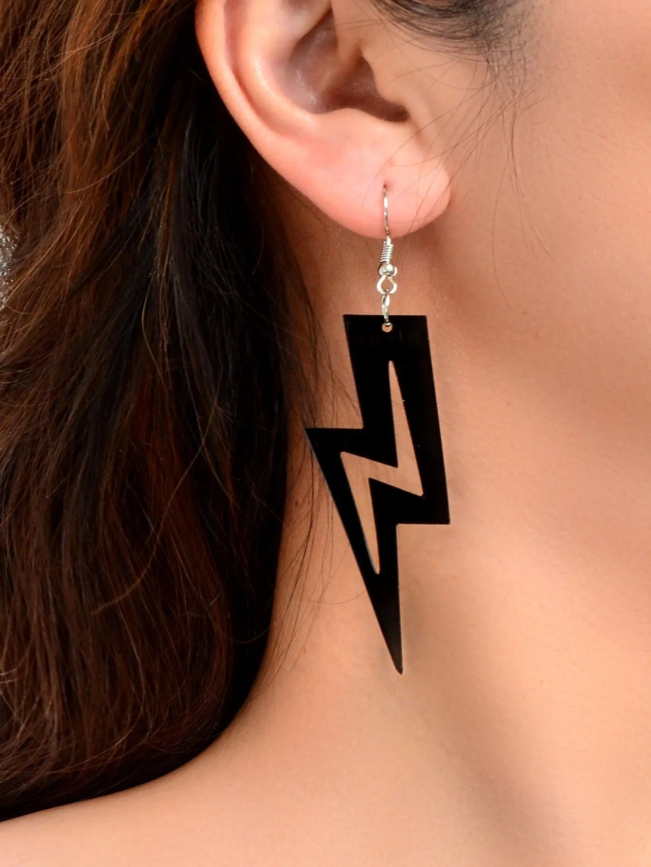 Black Red Pendant Retro Acrylic Dangle Lightning Earrings for Women 80's Party Feelontop Jewellery