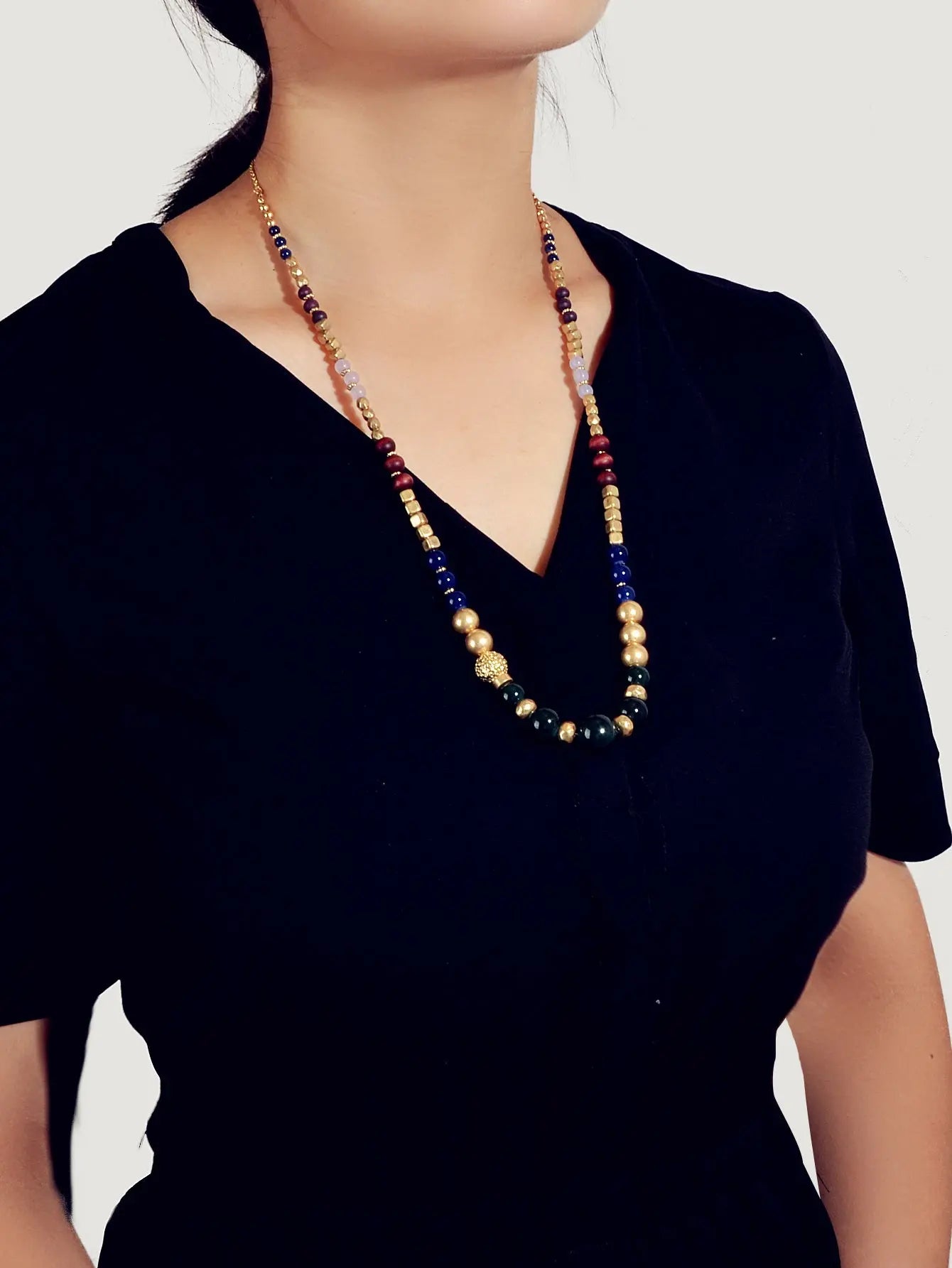 Bohemian Ethnic Jewelry Multi-colored Beads Handmade Long Chain Indian Necklace Feelontop Jewellery