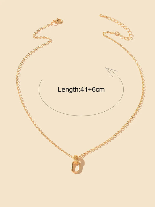 Dainty Delicate Gold Chain Geometric Elliptical Necklace Party Jewellery Collar Feelontop Jewellery