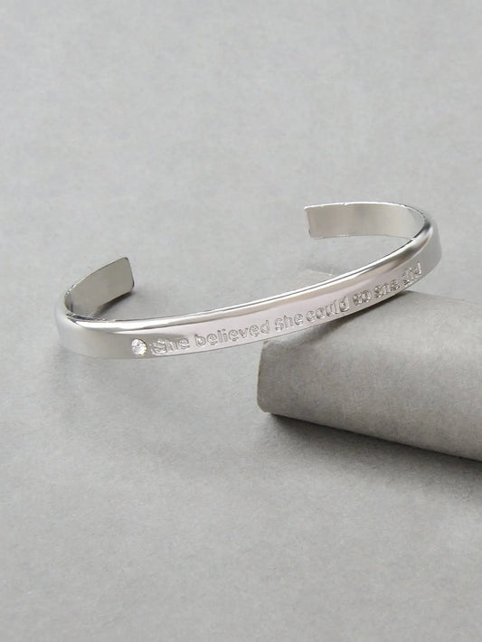 Believed Letter Decoration Gold Silver Plated Open Cuff Bangle Wrist Jewellery Feelontop Jewellery