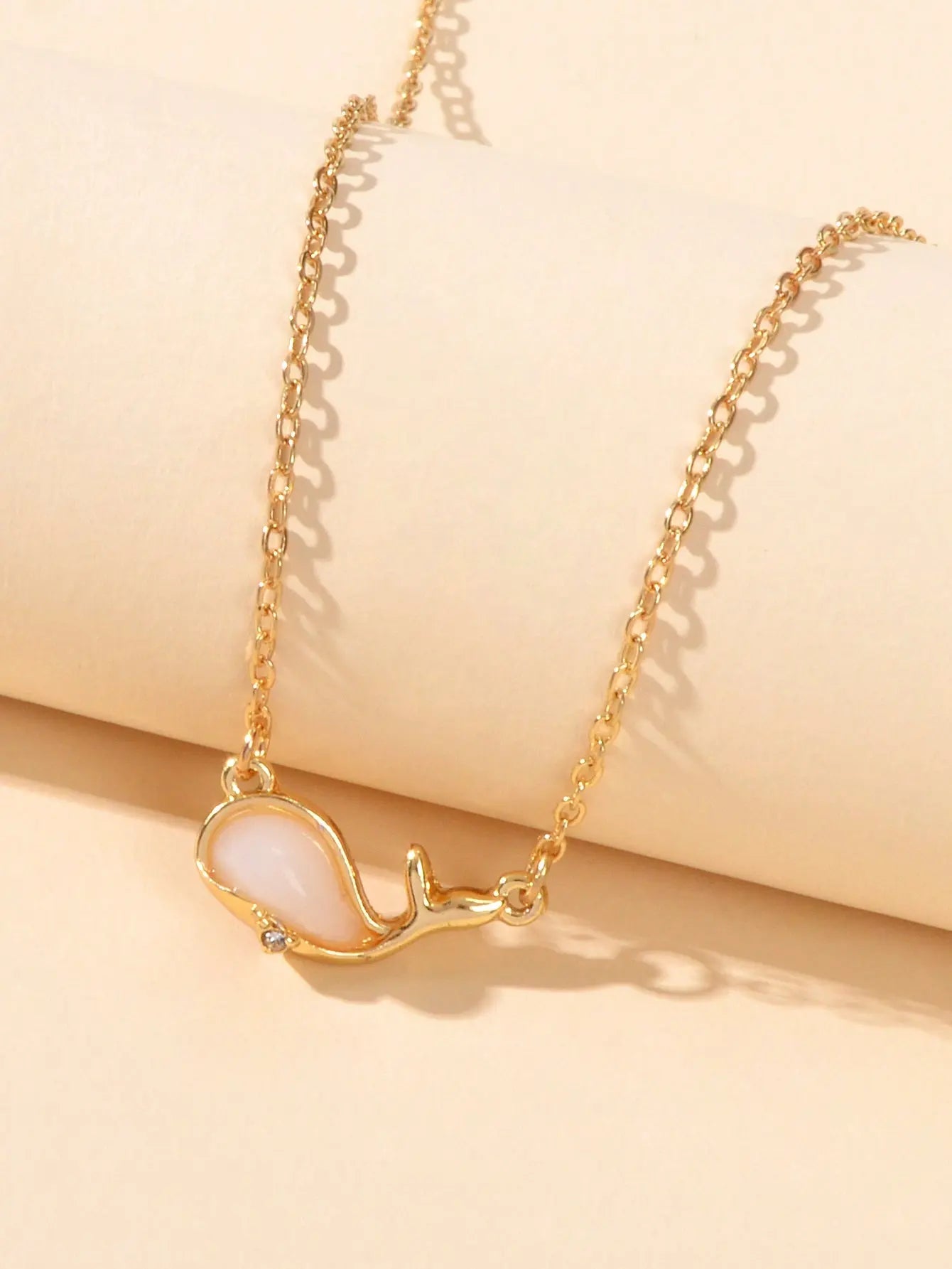 Exquisite Women Accessories Gold Chain Opal Dolphin Charm Necklace Gift Jewelry Feelontop Jewellery