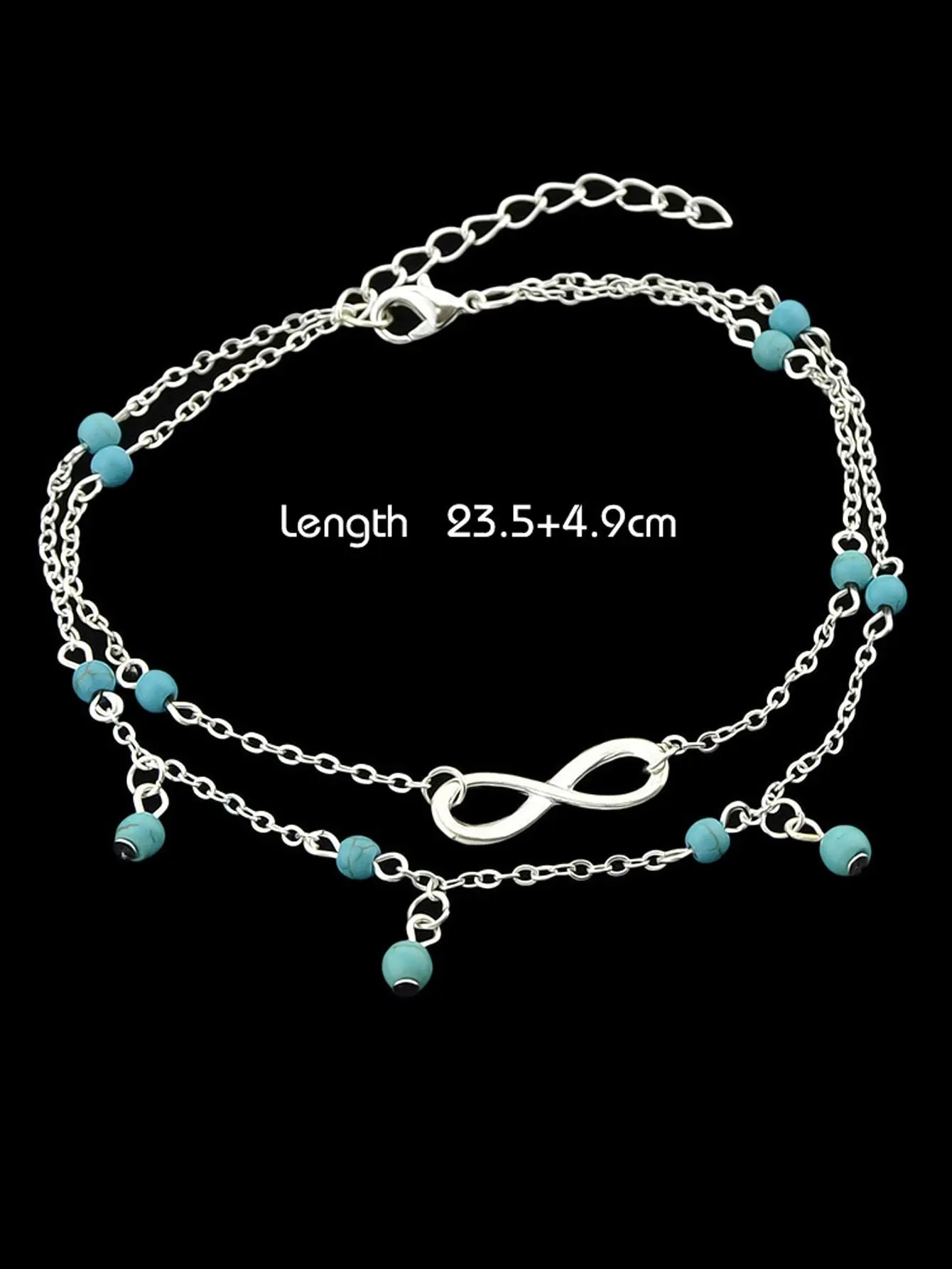 1 pc Double layer Chain Turquoise Infinity Anklet Barefoot Foot Beach Jewellery Feelontop Jewellery