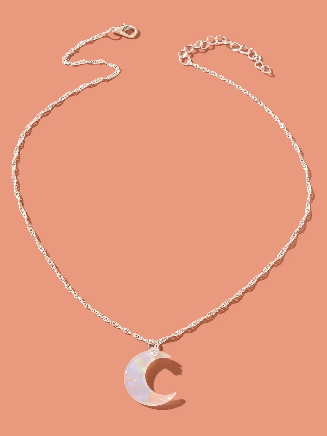 Delicate Gold Chain Transparent Acrylic Moon Pendant Necklace Girls Jewelry Gift Feelontop Jewellery