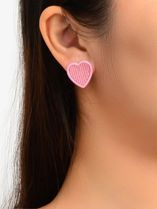 Pink Sweet Heart Stud Girls Love Earrings Women Birthday Dainty Gift Accessories Feelontop Jewellery