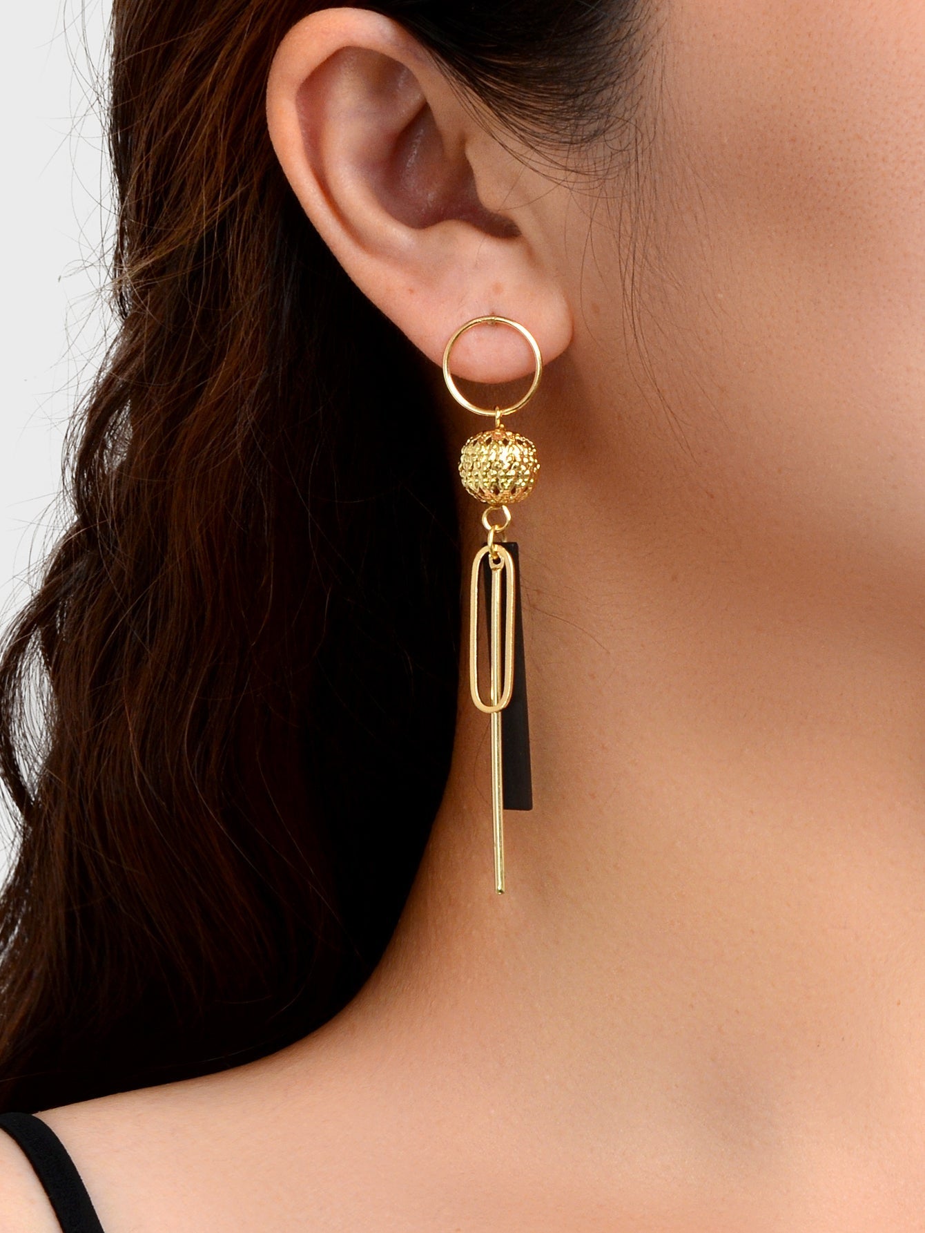 Gold Bar Dangle Geometric Line Stick Ball Circle Drop Exaggerate Square Earrings Feelontop Jewellery