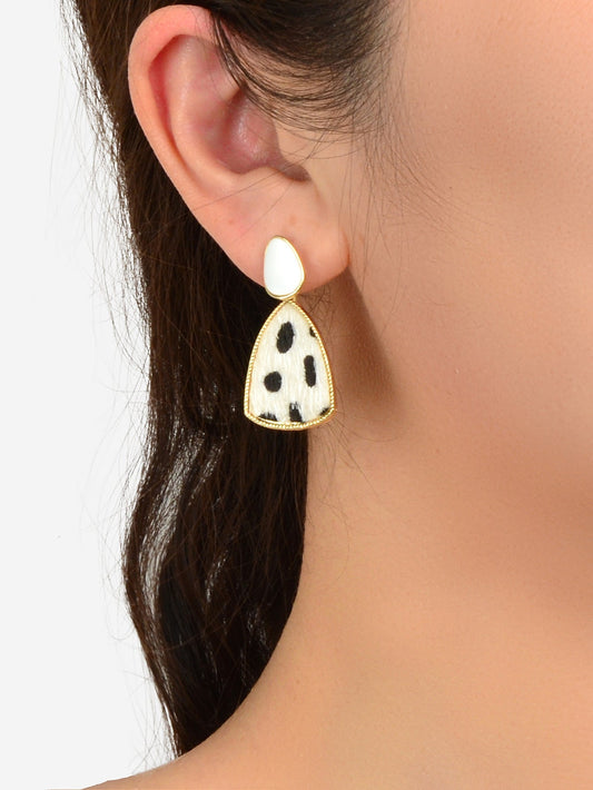 Cow Spot Pattern Geometric Girls Statement Hypoallergenic Pierced Gift Earrings Feelontop Jewellery