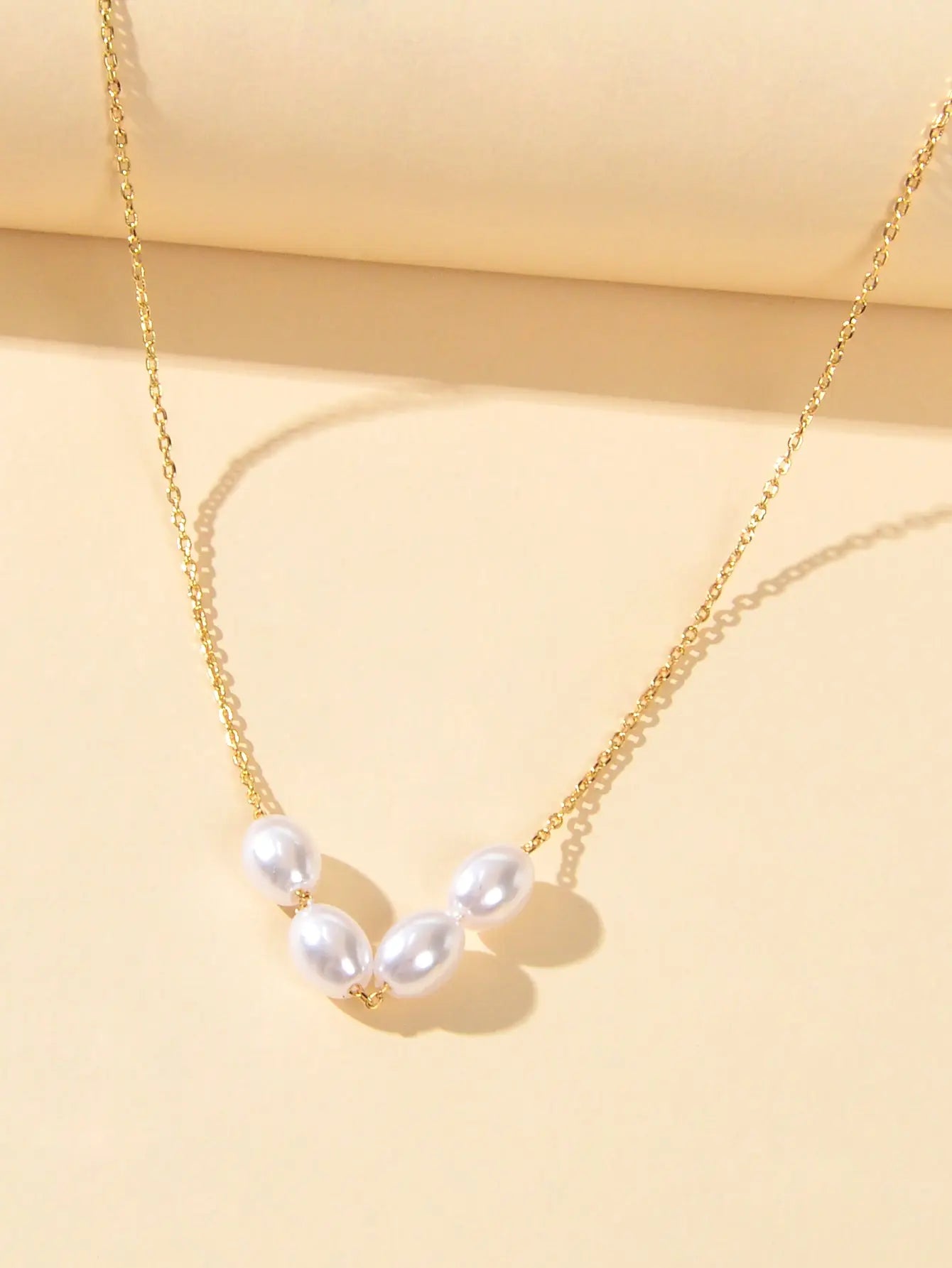 Elegent Wedding Engagement Jewellery Pearl Decor Gold Chain Clavicle Necklace Feelontop Jewellery
