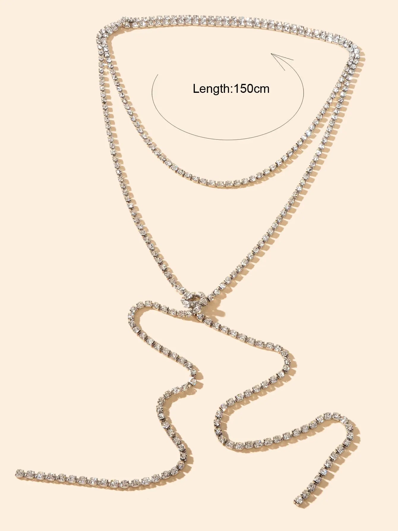 Luxury Multilayered Silver Chain Tassel Full Rhinestone Long Y Style Necklace Feelontop Jewellery