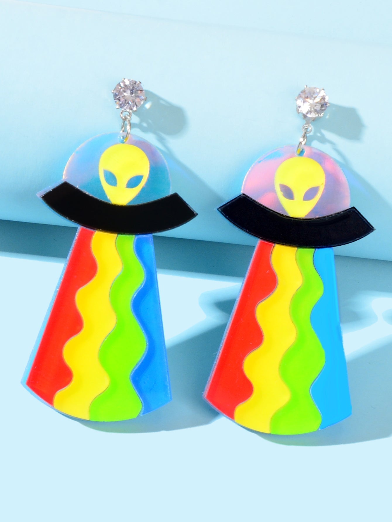 Statement Jewelry Candy Color Resin Saucerman Big Geometric Dangle Punk Earrings Feelontop Jewellery