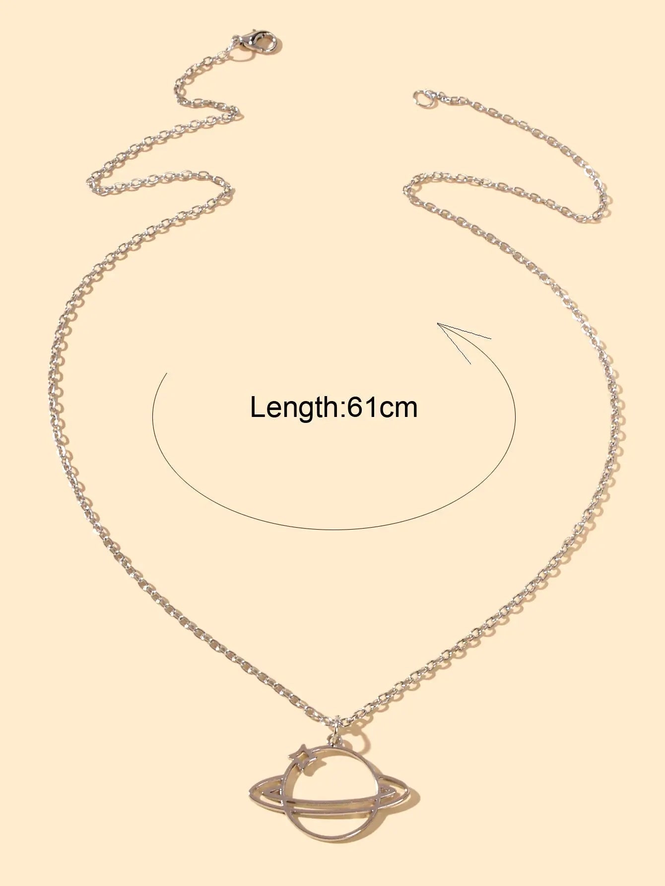 Trendy Jewellery Silver Long Chain Space Planet Charm Necklace Accessories Gift Feelontop Jewellery
