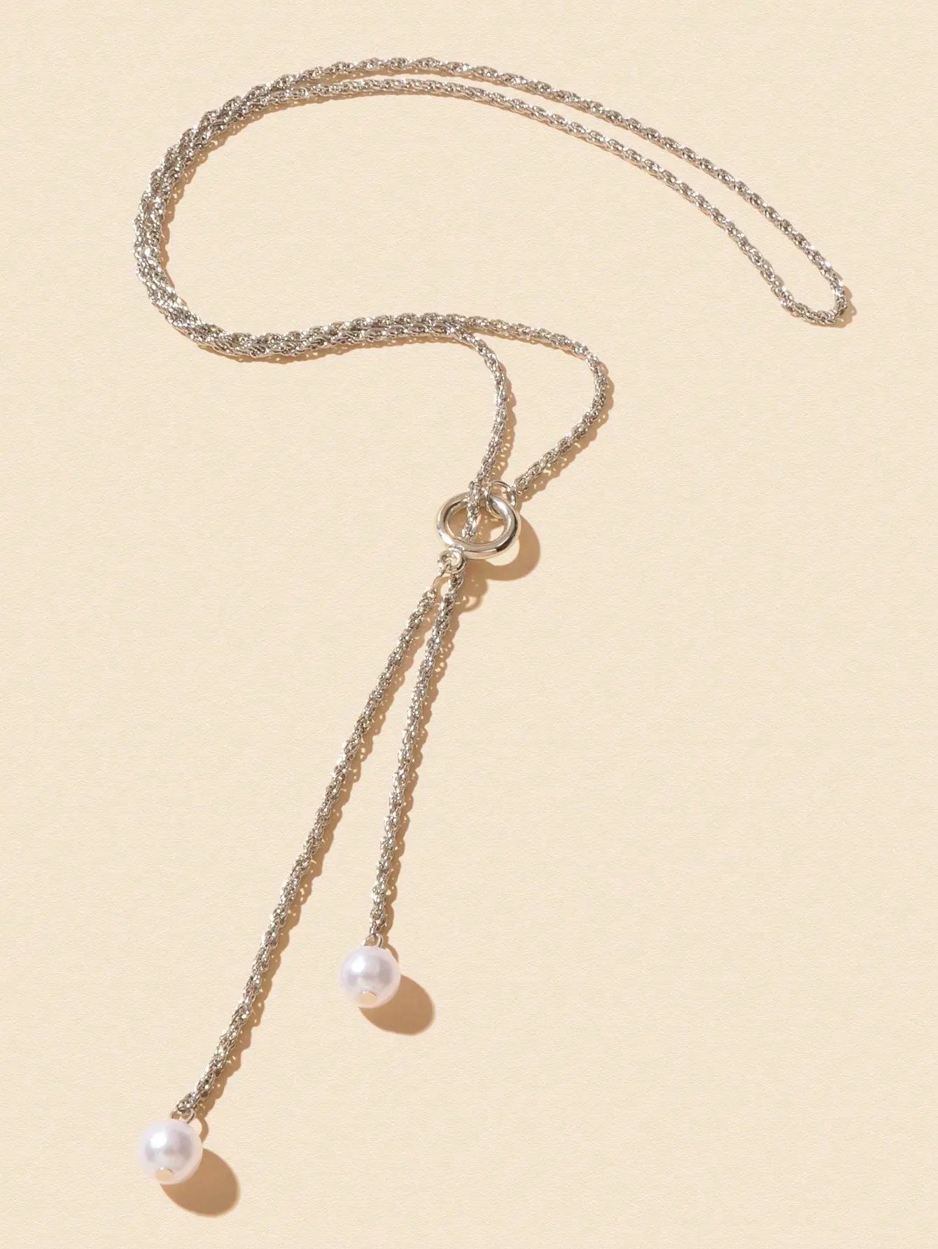 Pearl Pendant Lariat Long Necklace Elegant Versatile Jewelry Feelontop Jewellery