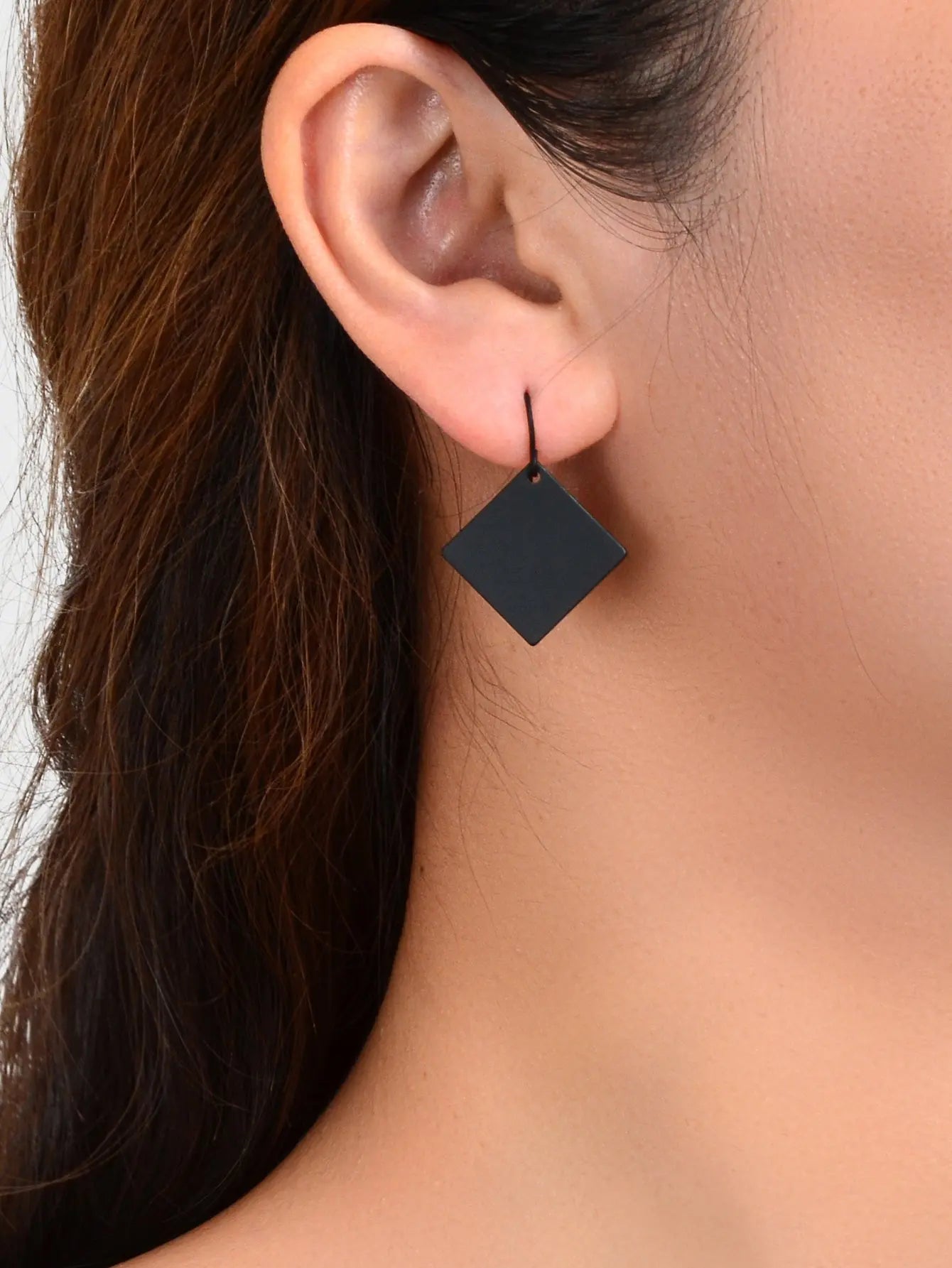 Black Square Metal Geometric Dangle Hook Punk Earrings Women Party Decoration Feelontop Jewellery
