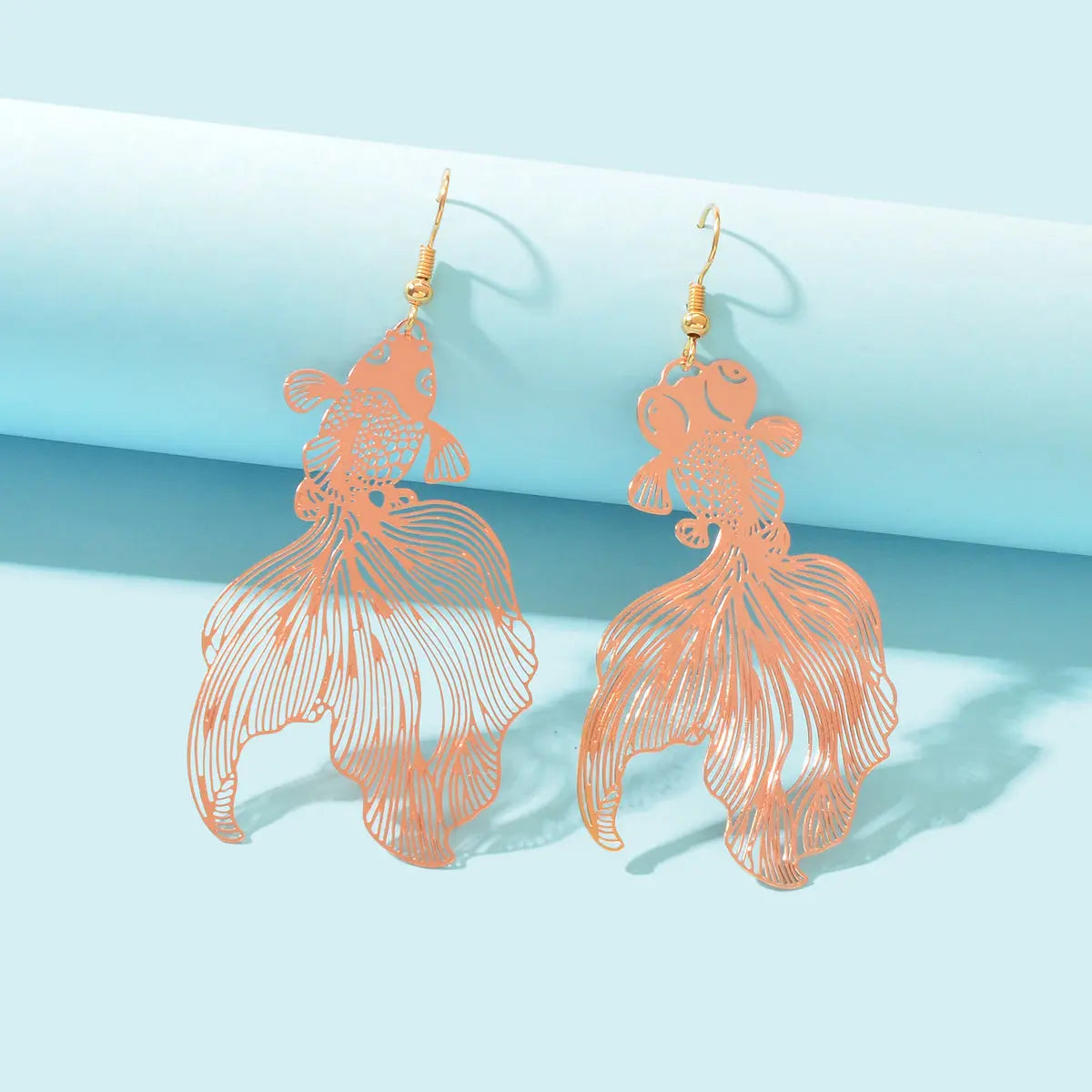 AU Stock Lovely Goldfish Shape Drop Dangle Earrings Hollow Fish Party Jewellery Feelontop Jewellery