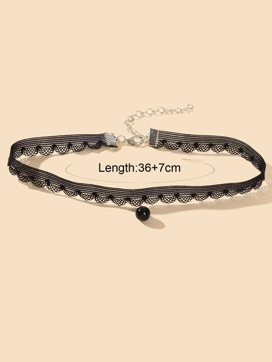 Classic Black Velvet Choker Round Charm Necklace Women Halloween Cosplay Jewelry Feelontop Jewellery