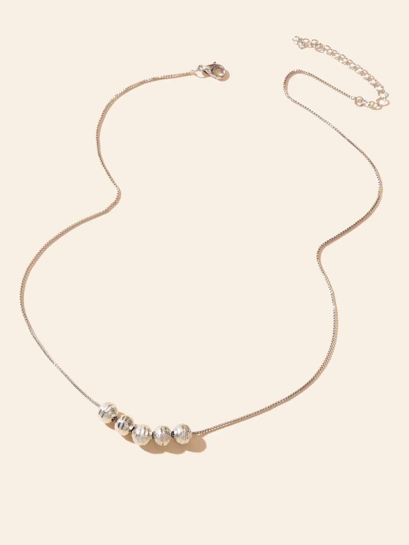 Minimalist Silver Chain Beaded Pendant Clavicle Necklace Women Trendy Accessory Feelontop Jewellery