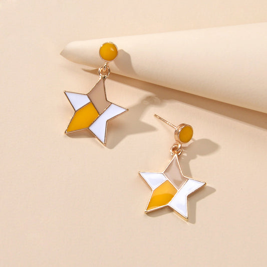 Female Jewellery Multi-colored Enamel Star Dangle Earrings Women Teen Girls Gift Feelontop Jewellery