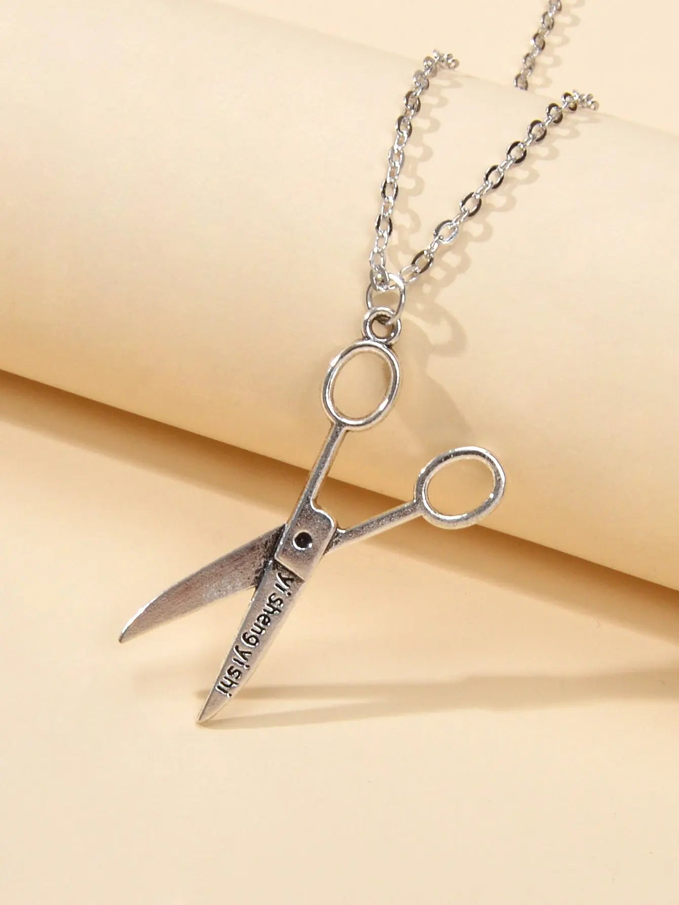 Personality Creative Silver Chain Scissors Designer Stylish Charm Necklace Gift Feelontop Jewellery