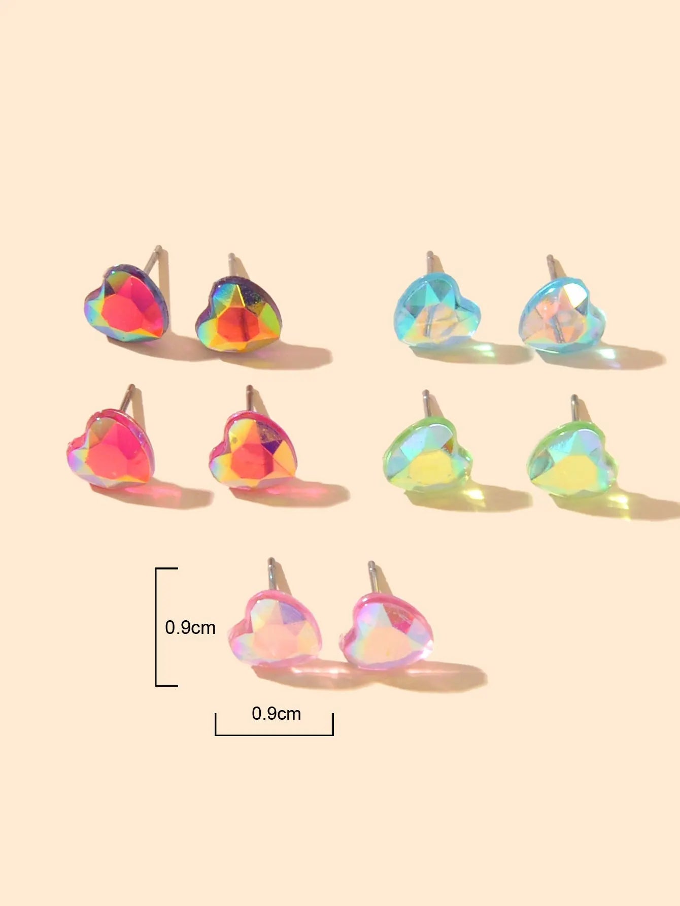 5pairs Funny Gifts Candy Color Small Heart Stud Earrings Lovely Ladies Jewellery Feelontop Jewellery