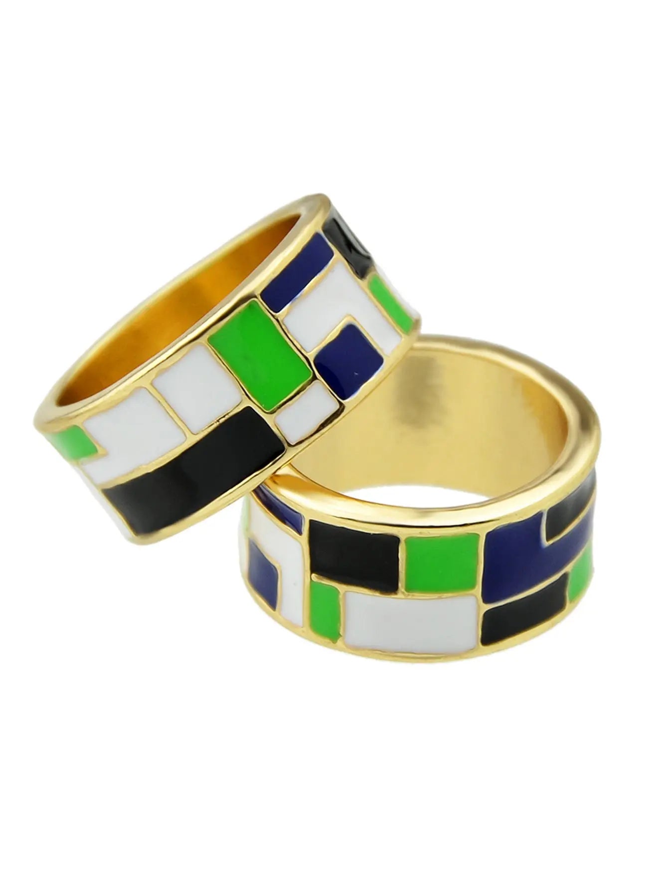 1pc Ethnic Traditional Jewellery Colorful Geometric Pattern Bohemian Finger Ring Feelontop Jewellery