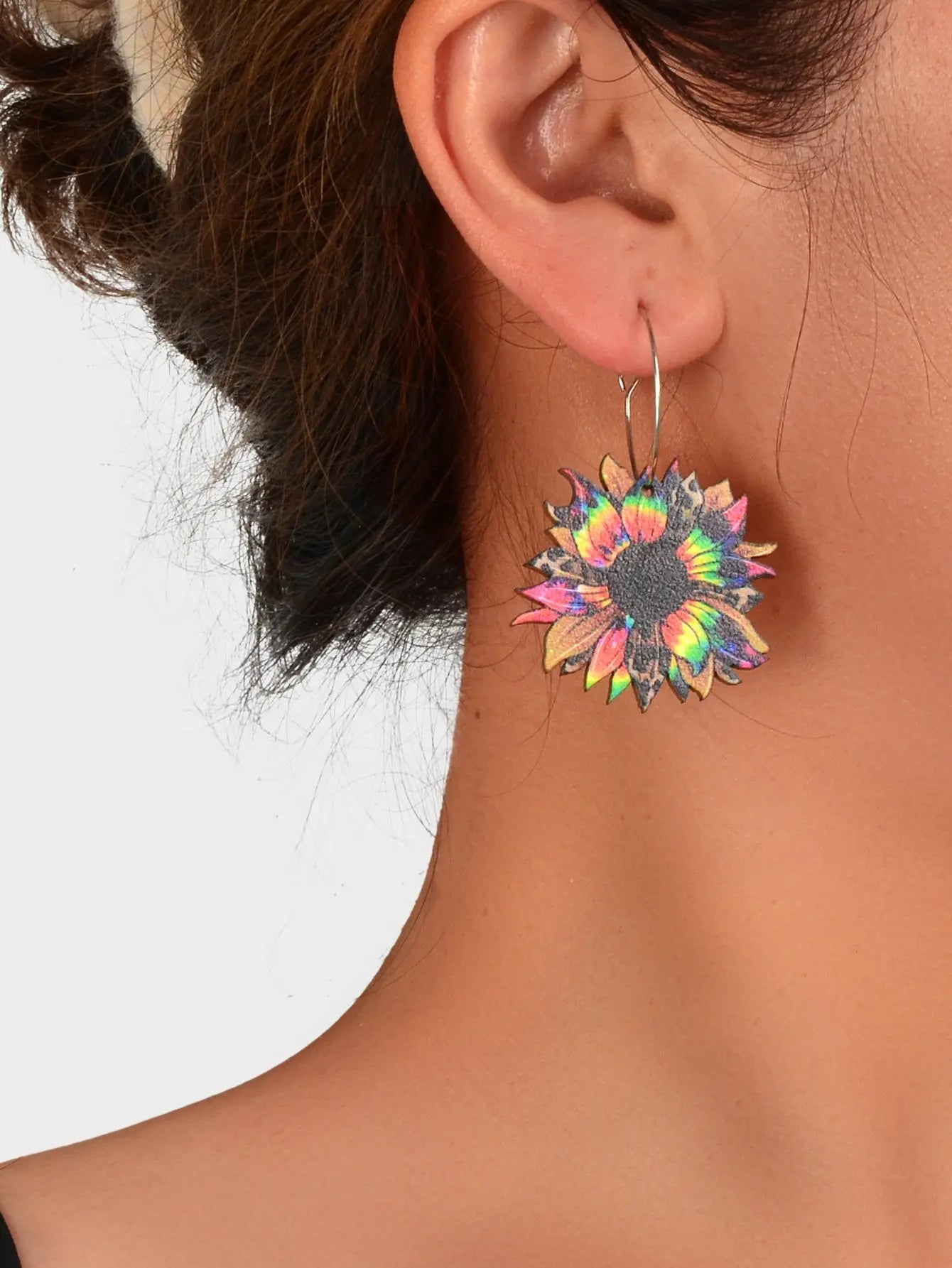 Colourful Sunflower Earrings Bohemian Summer Trendy Wooden Daisy Flower Jewelry Feelontop Jewellery