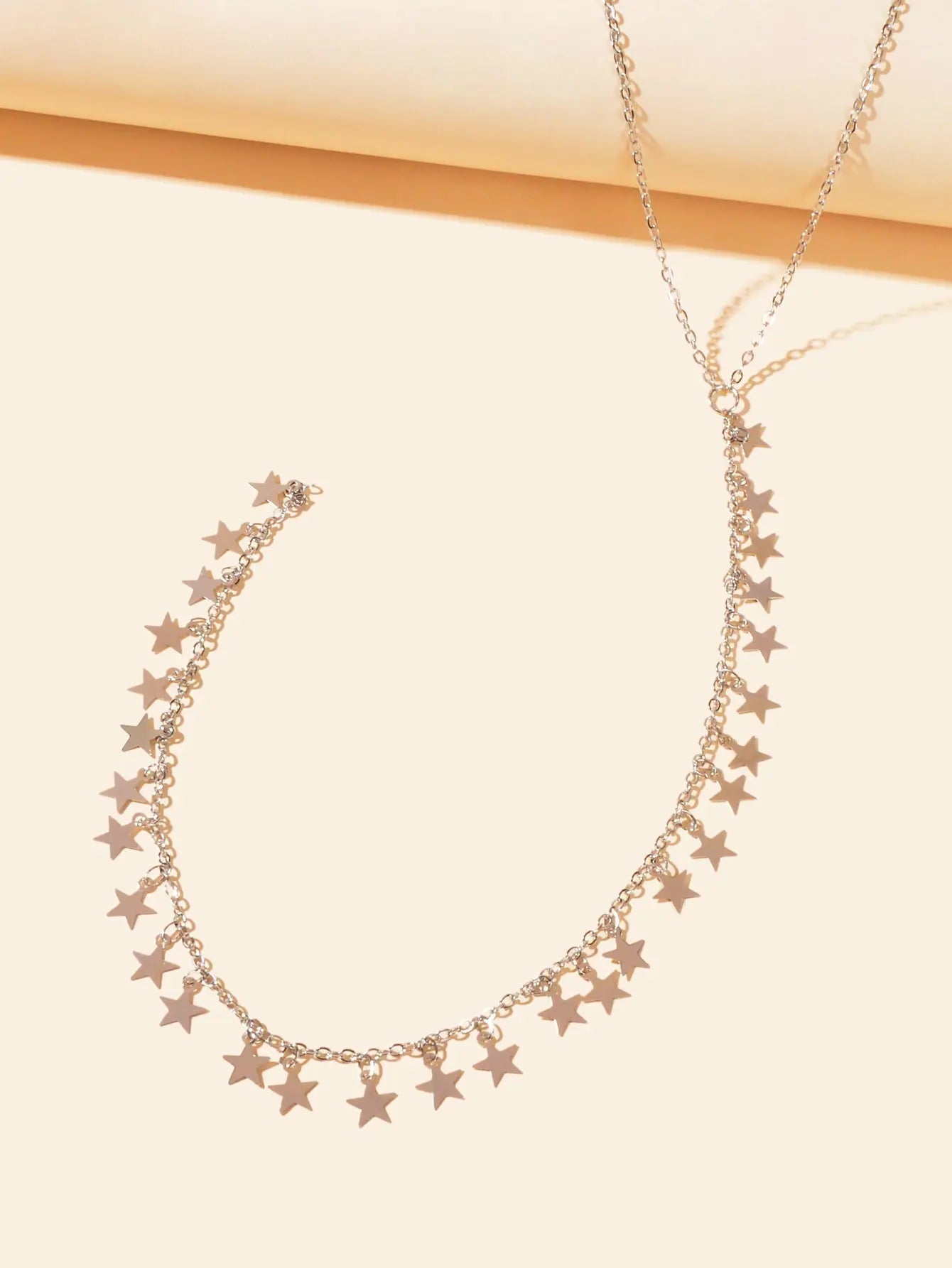 Stylish Dinner Jewellery Y Style Long Silver Chain Star Charm Pendant Necklace Feelontop Jewellery