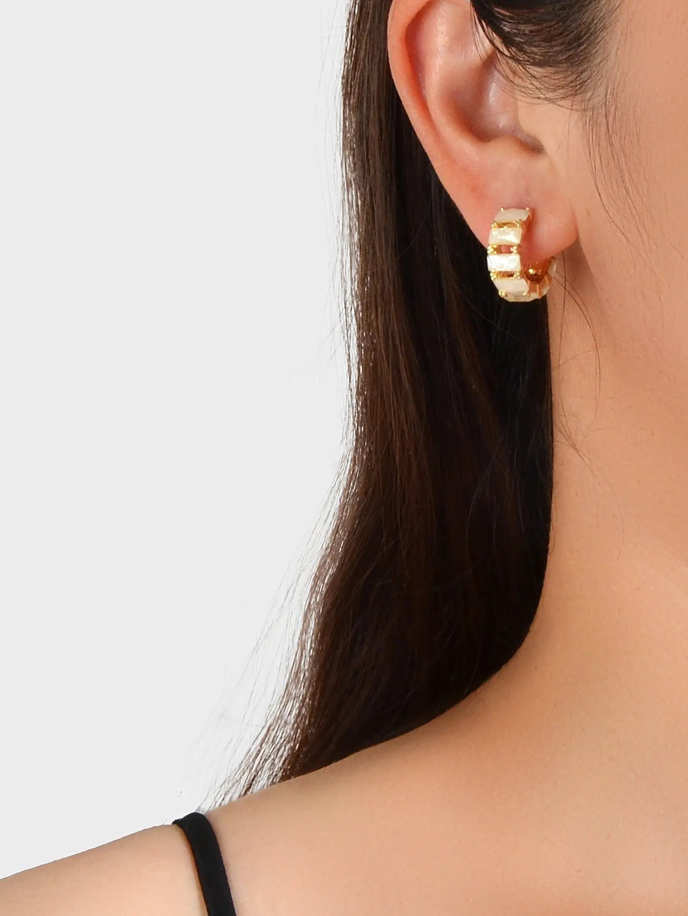 Beautiful Jewelry Resin Decoration Hollow Gold Hoop Huggie Pierced Stud Earrings Feelontop Jewellery