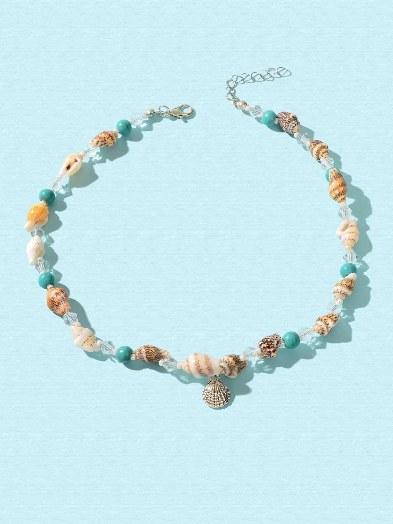 Ethnic Style Handmade Conch Beaded Chain Shell Charm Collar Sea Series Necklace Feelontop Jewellery