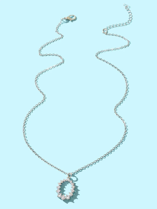 Graceful Cubic Zircon Decor Silver Chain Pendant Necklace Engagement Jewellery Feelontop Jewellery