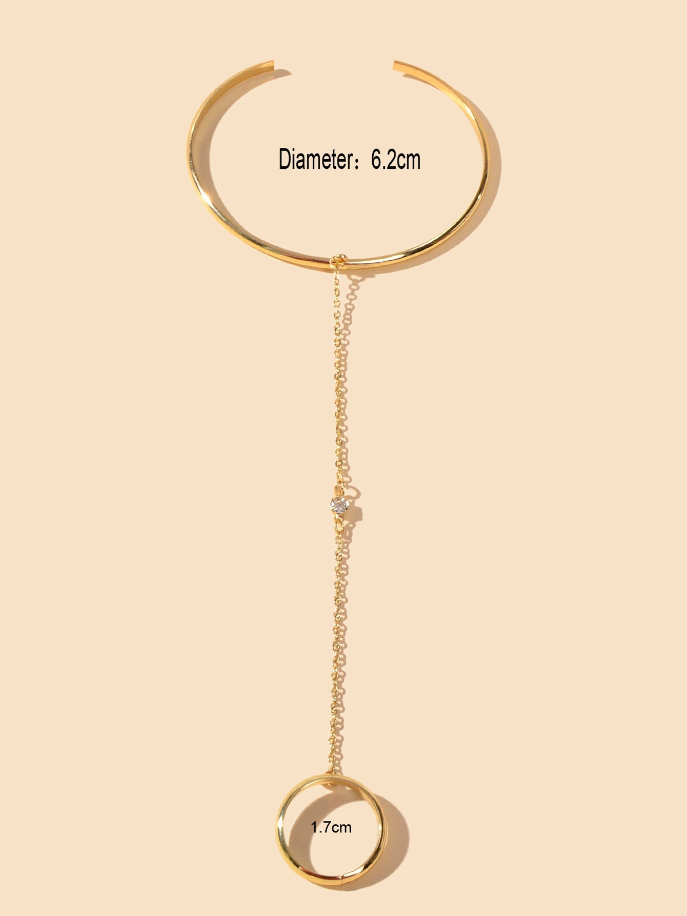 Punk Gold Chain Open Cuff Bangle with Finger Statement Women Slave Bracelets Feelontop Jewellery