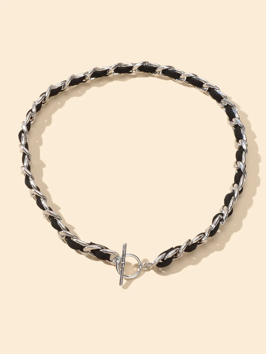 Punk Statement Jewellery Black Rope Braided Chain Short Choker Collar Necklace Feelontop Jewellery