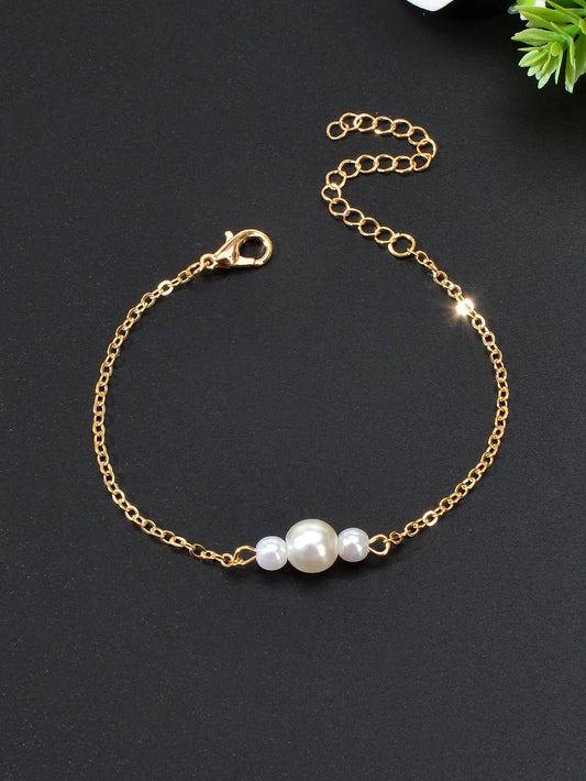 Pearl Adorned Minimalist Chain Bracelet - Elegant Simplicity for Every Occasion Feelontop Jewellery