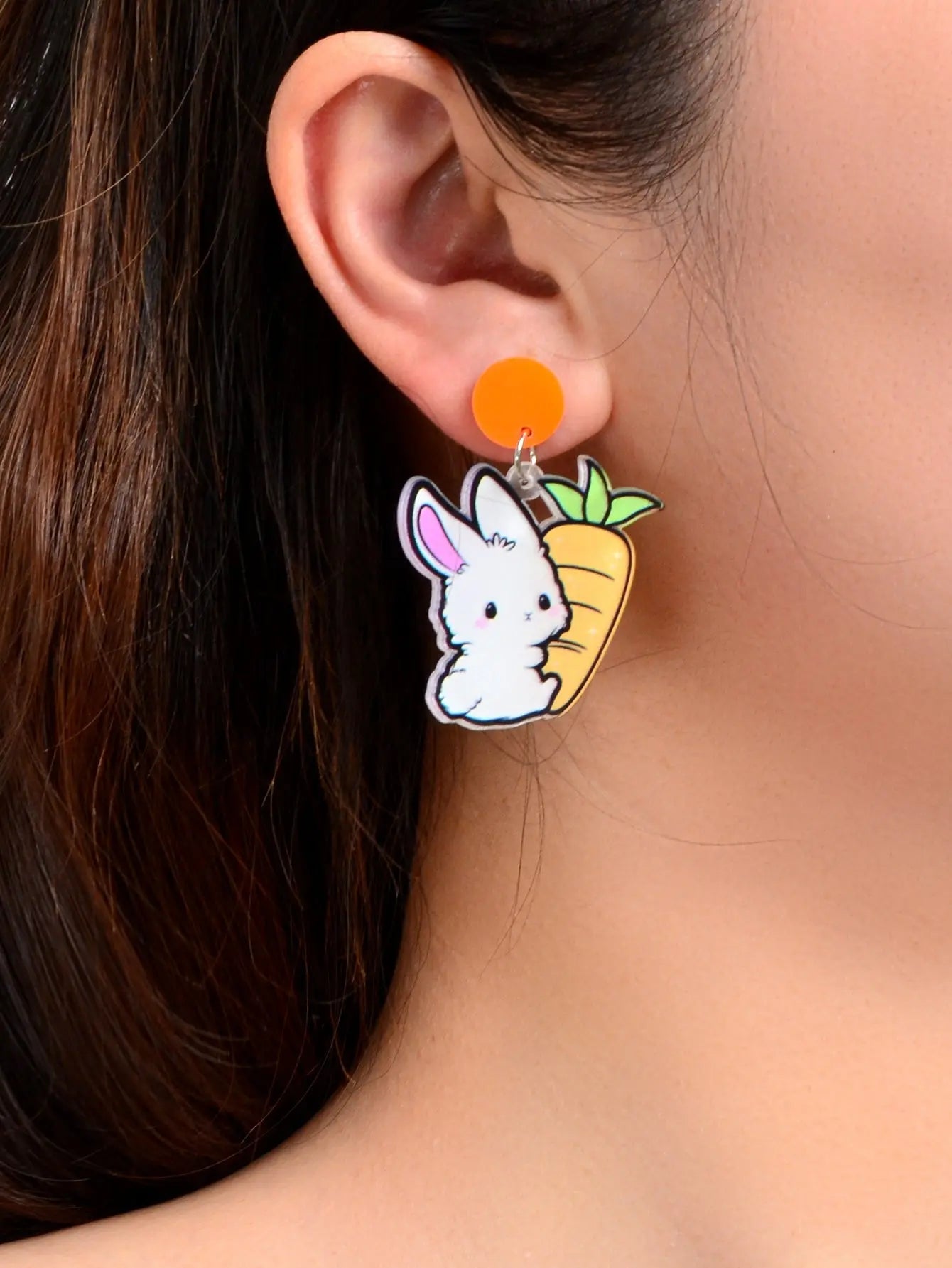 New Easter Gift Bunny Earrings Acrylic Carrot Rabbit Dangling Stud Girls Jewelry Feelontop Jewellery