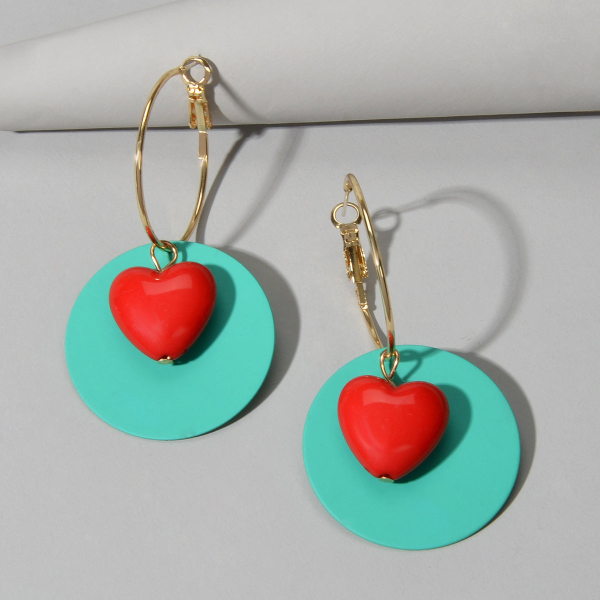 Female Jewellery Round Heart Gold Circle Hoop Earrings Women Party Decoration Feelontop Jewellery