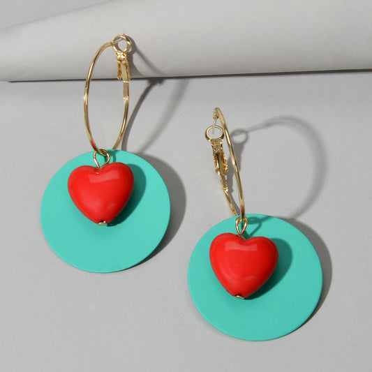 Female Jewellery Round Heart Gold Circle Hoop Earrings Women Party Decoration Feelontop Jewellery