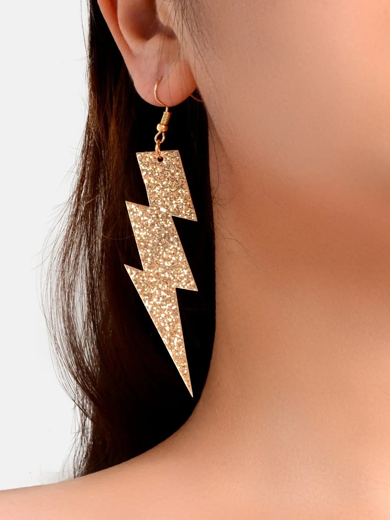Sparkling Retro Party Acrylic Exaggerated Women Lightning Bolt Dangle Earrings Feelontop Jewellery