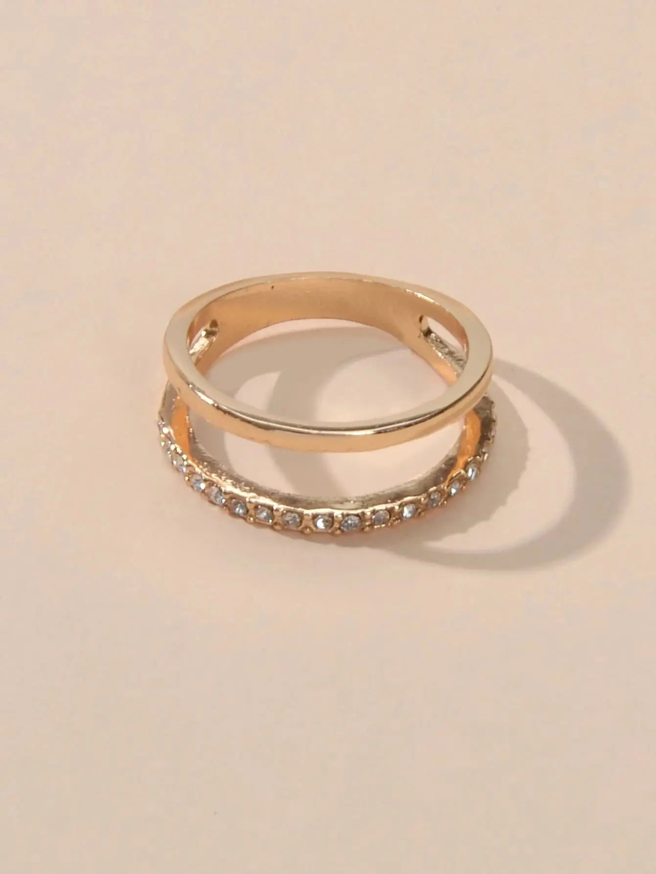 Fashion Jewelry Rhinestone Gold Eternity Ring Women Wedding Party Accessories Feelontop Jewellery