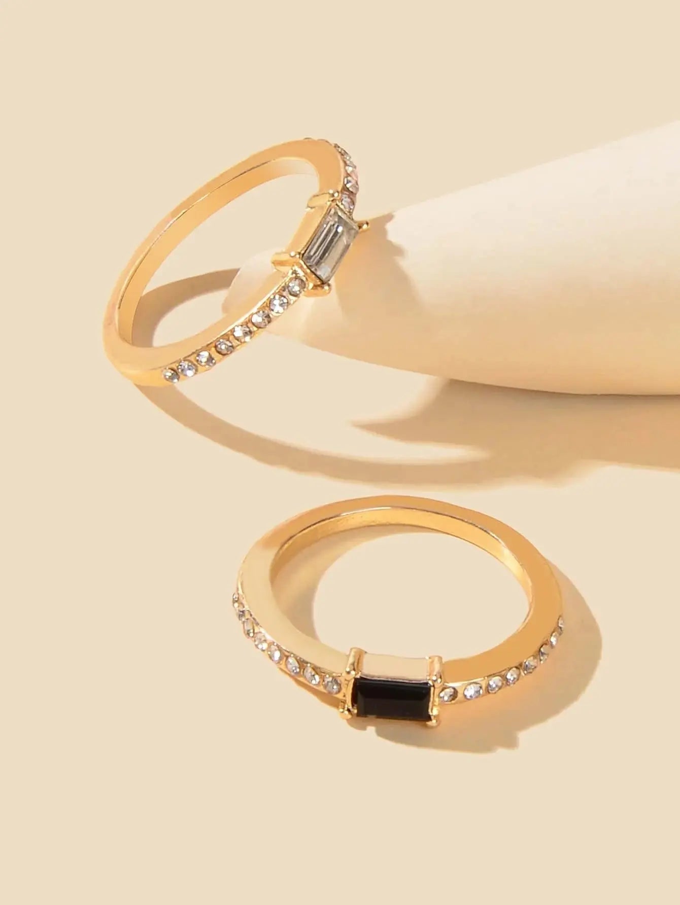 Stackable 2 pcs Wedding Promise Rhinestone Multiple Engagement Finger Rings set Feelontop Jewellery