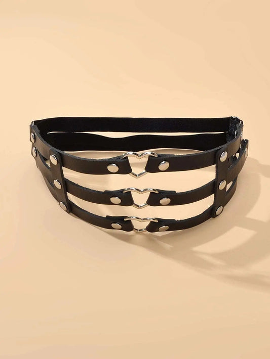 Punk Gothic Black Pu Leather Elastic Leg Chain Cosplay Party Body Jewellery Gift Feelontop Jewellery