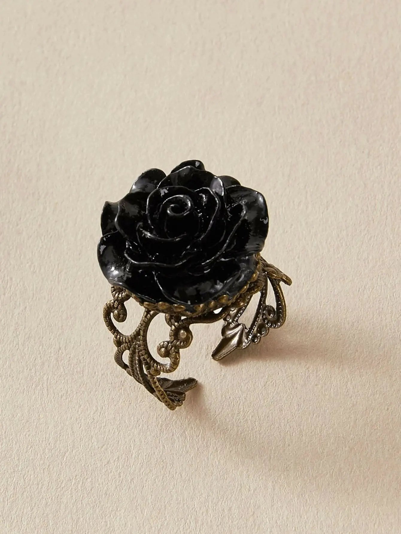 Retro Gothic Jewellery Resin Flower Open Cuff Finger Ring Antique Accessories Feelontop Jewellery
