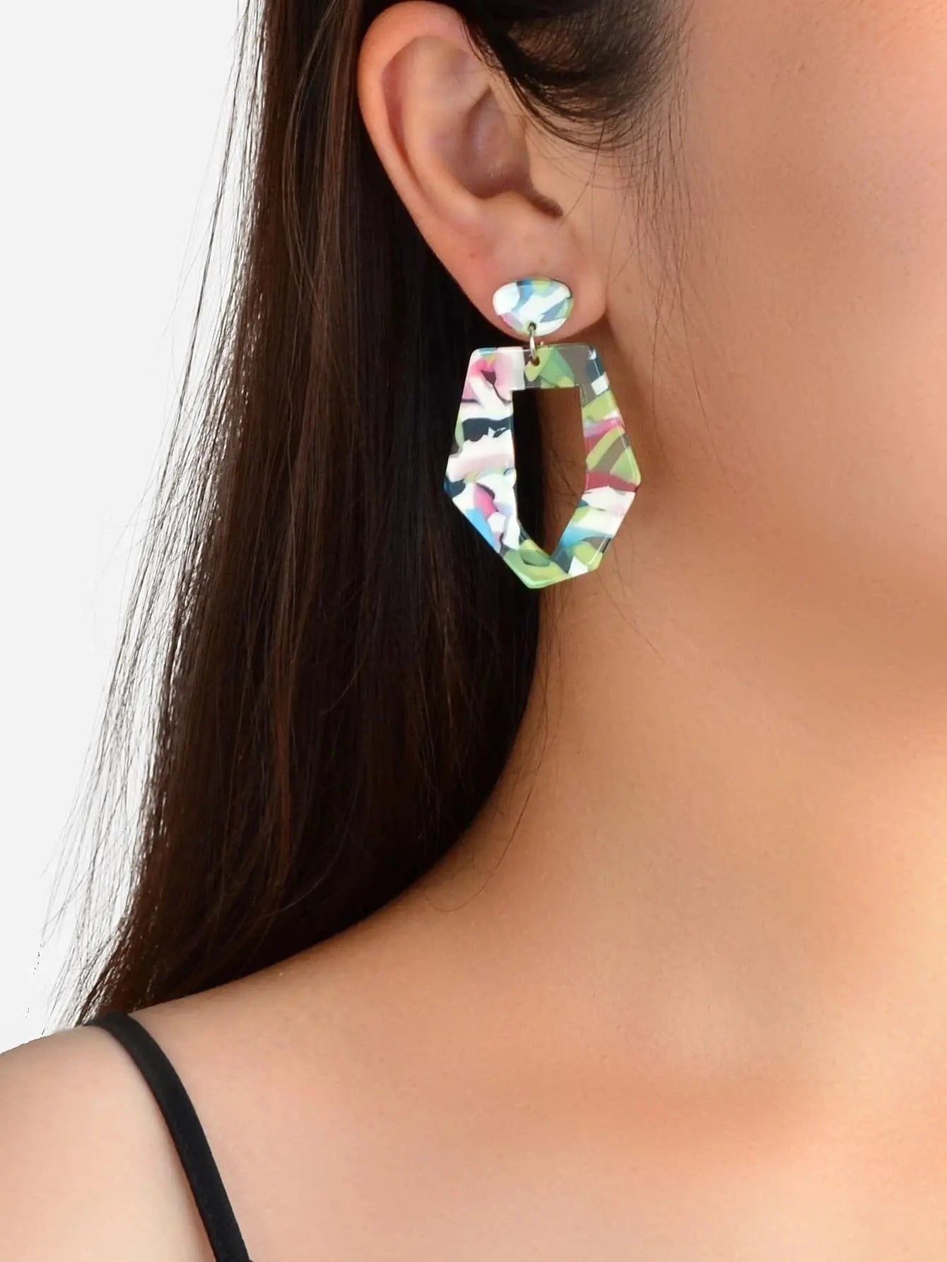 Mixed Color Geometric Acrylic Dangling Elements Earrings Women Party Decoration Feelontop Jewellery