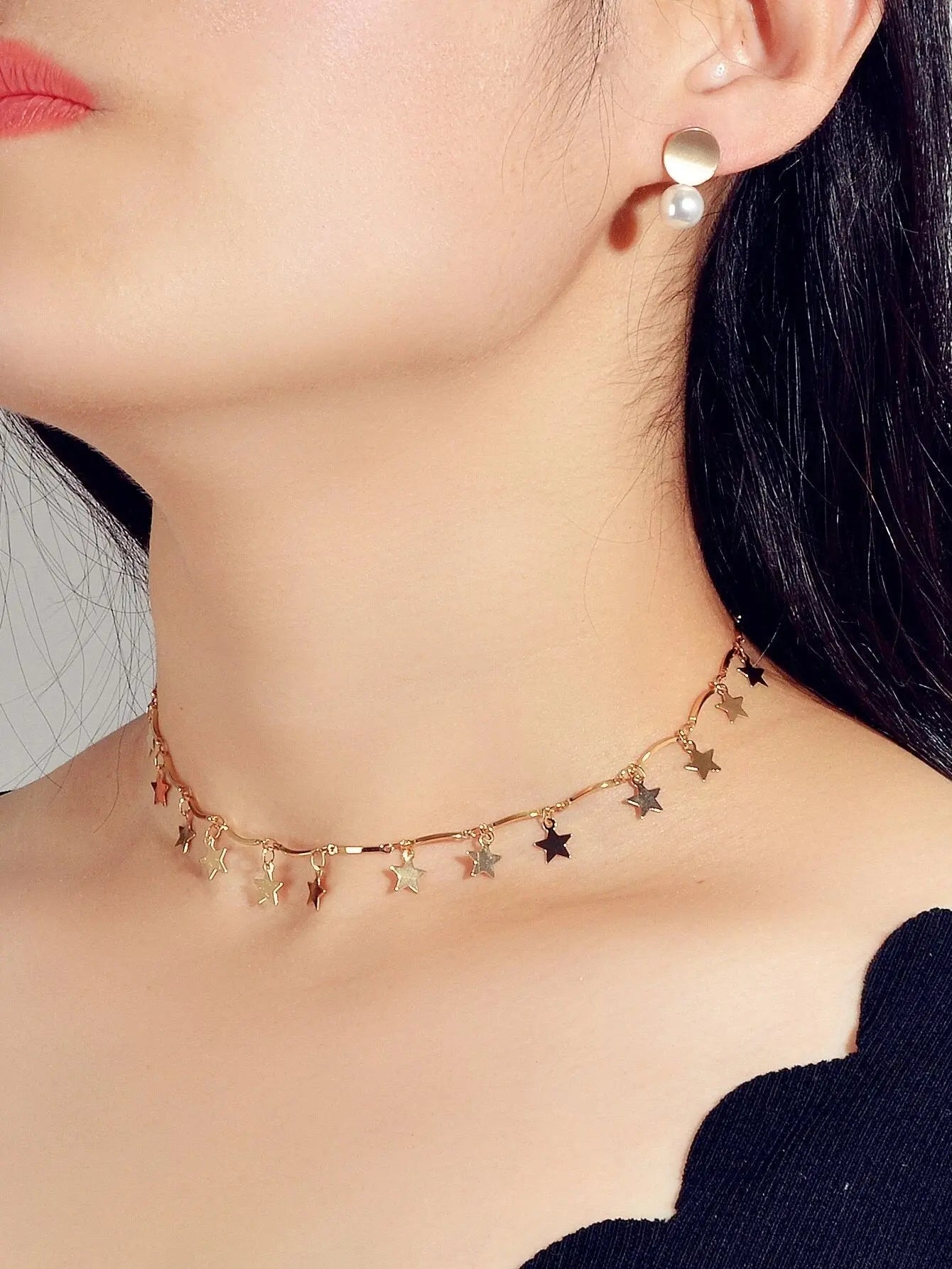 Perfect Wedding Engagement Jewellery set Star Charm Necklace Pearl Stud Earrings Feelontop Jewellery