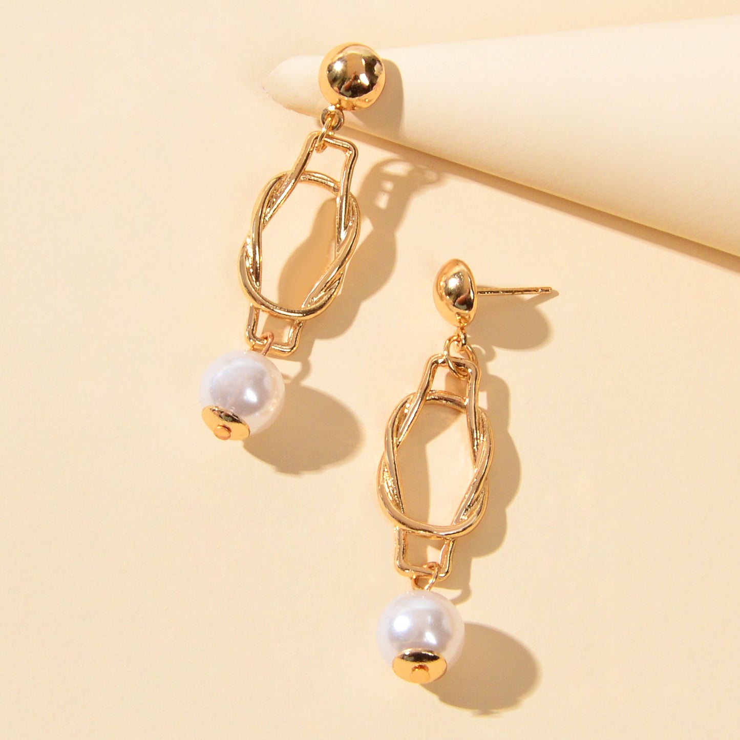 Elegant Jewellery Pearl Beads Gold Lock Pendant Earrings for Women Wedding Party Feelontop Jewellery