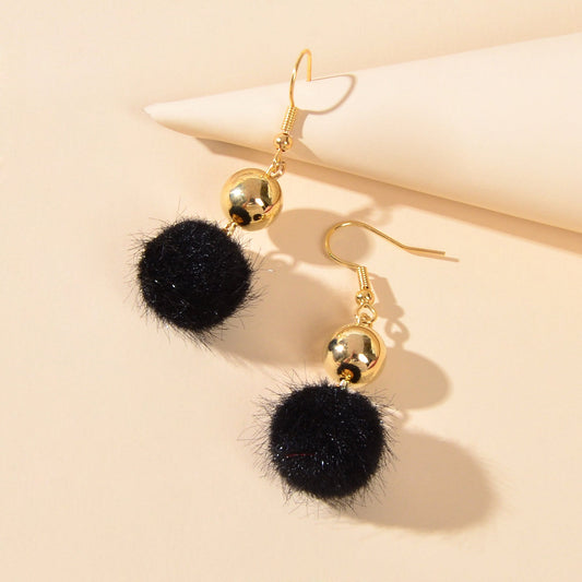Retro Ladies Jewelry White Black Ball Dangle Earrings Party Decoration for Women Feelontop Jewellery
