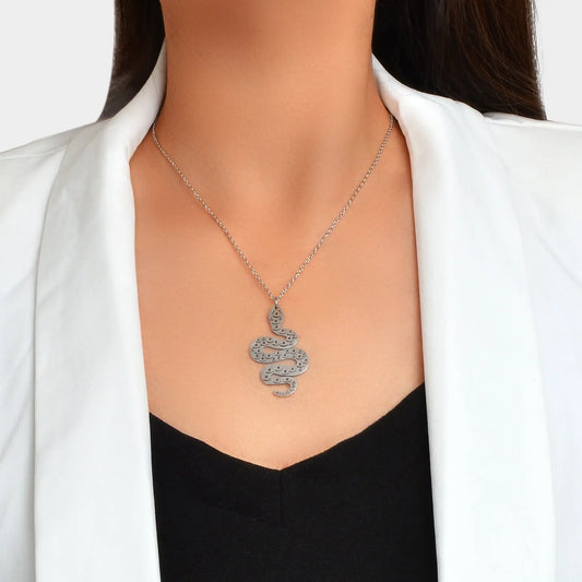 Unique Punk Rock Jewellery Silver Chain Hollow Carved Snake Cool Charm Necklace Feelontop Jewellery